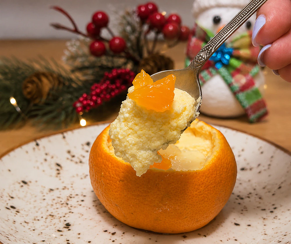 🍊 Сливочно-мандариновый десерт в мандаринах