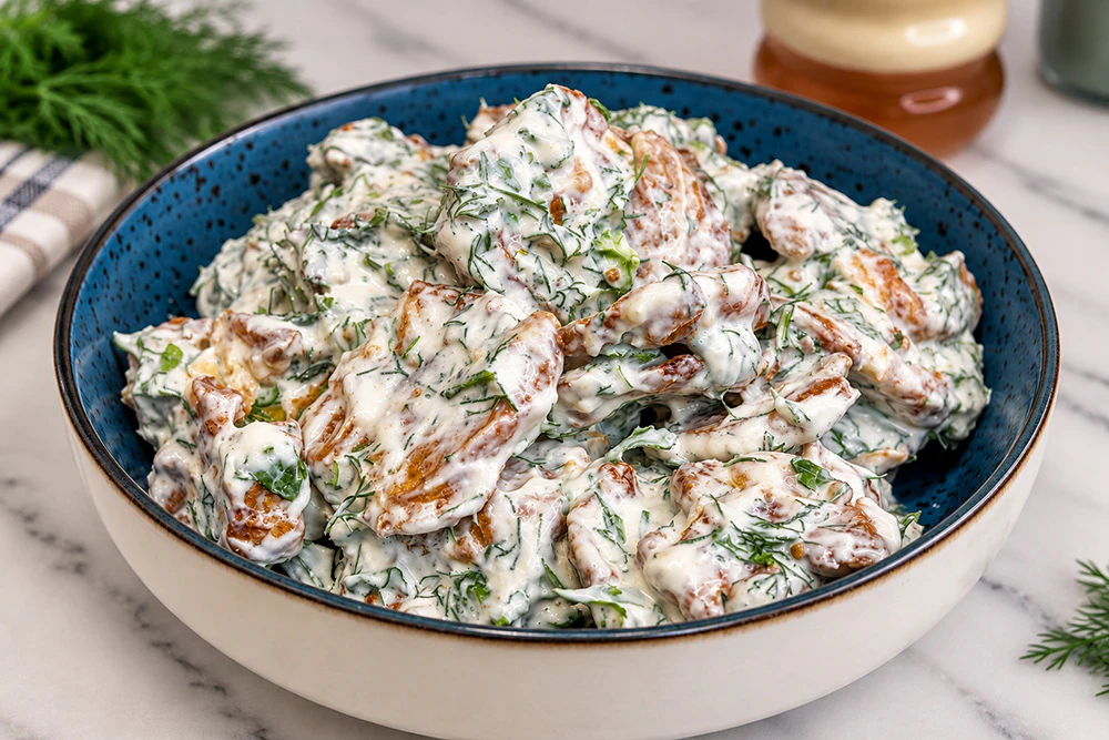 Тёплый картофельный салат с хрустящей картошкой