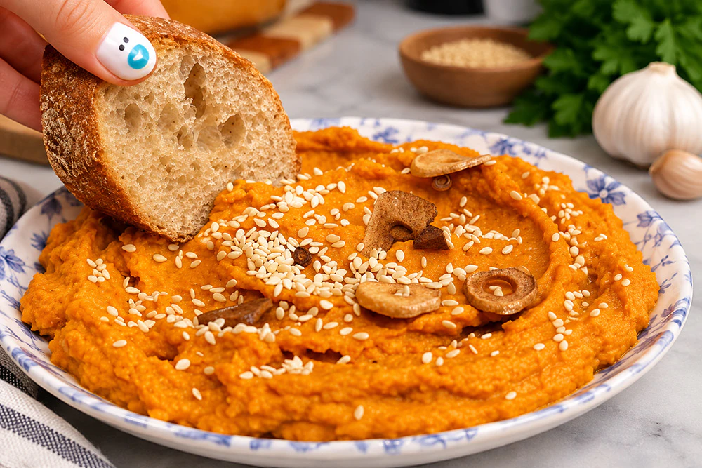 Морковный дип с белой фасолью и пряностями