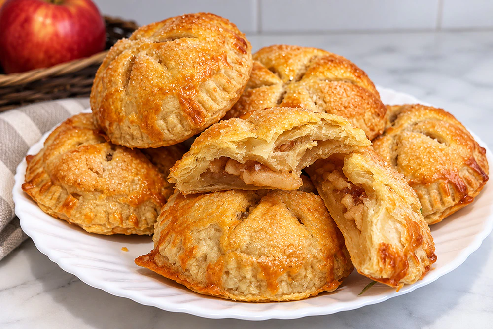 Быстрые слоёные пирожки с яблоками